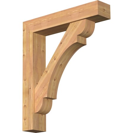 Ekena Millwork Olympic Block Smooth Bracket w/ Offset Brace, Western Red Cedar, 7 1/2"W x 38"D x 44"H BKT0806X38X44OLY05SWR